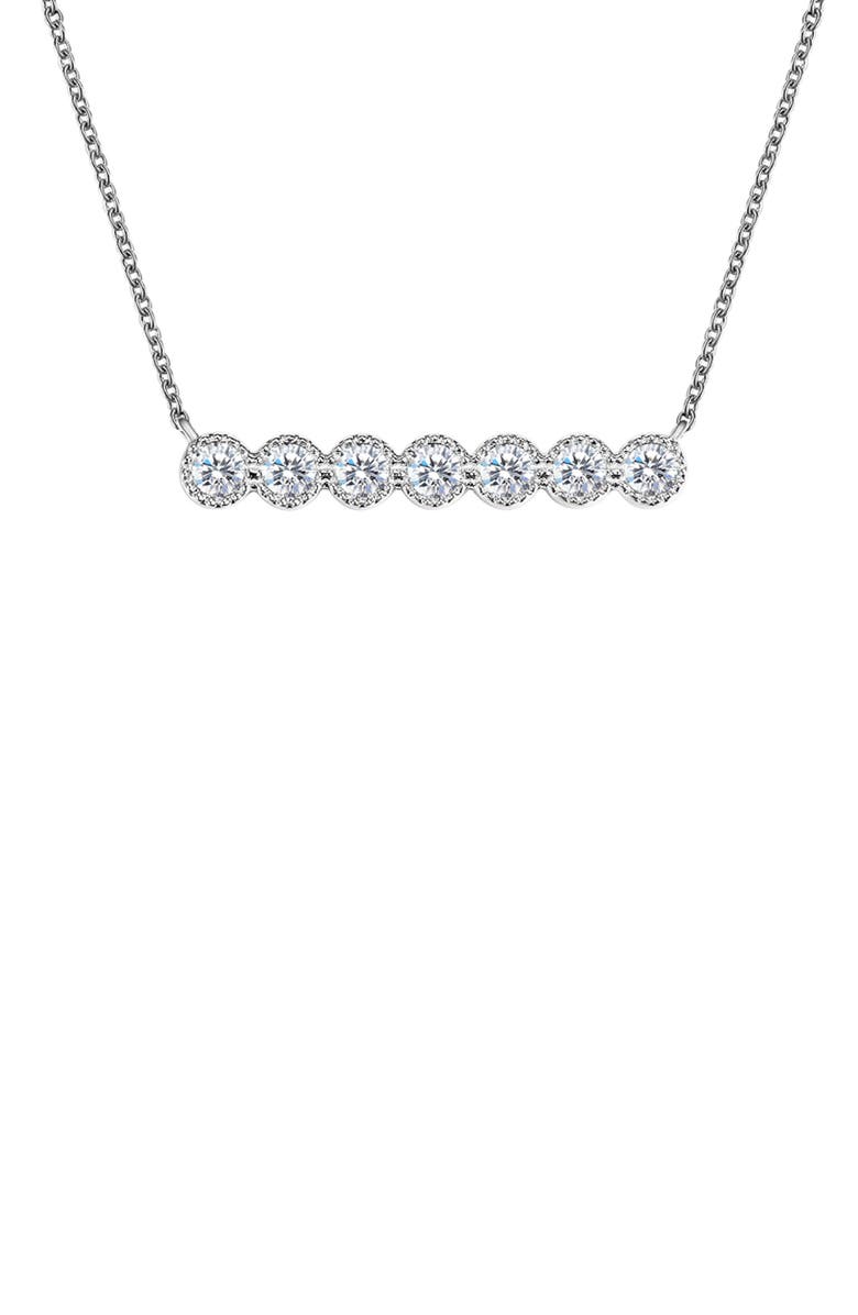Lafonn Symbols of Joy Simulated Diamond Bar Pendant Necklace, Main, color, White