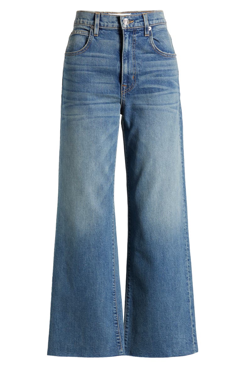 Grace Raw Hem High Waist Crop Wide Leg Jeans, Alternate, color, BLUE BIRD
