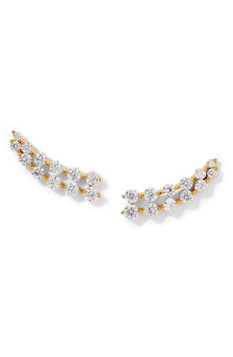 Cassi Double Row Cubic Zirconia Stud Earrings