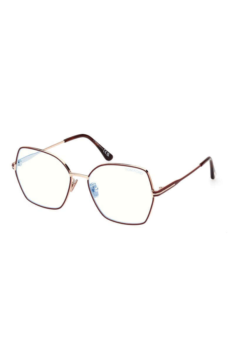 56mm Butterfly Blue Light Blocking Glasses, Alternate, color, SHINY ROSE GOLD