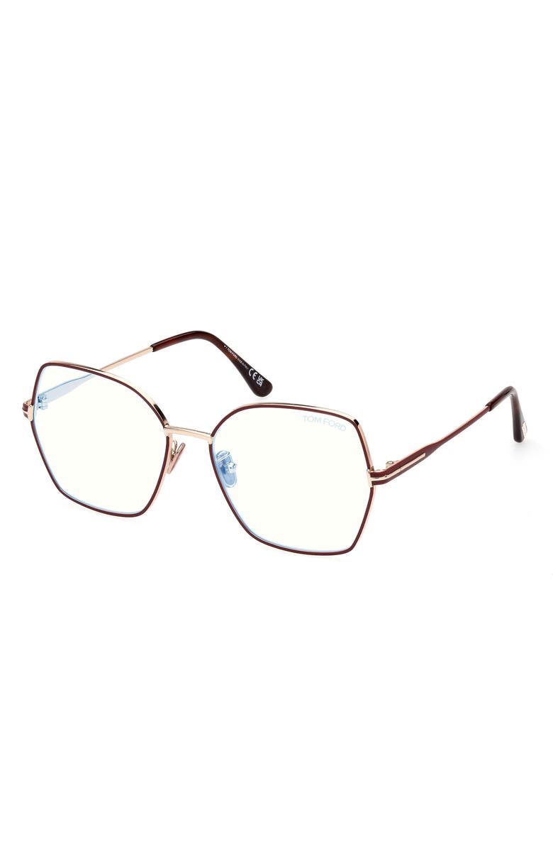 TOM FORD 56mm Butterfly Blue Light Blocking Glasses, Alternate, color,