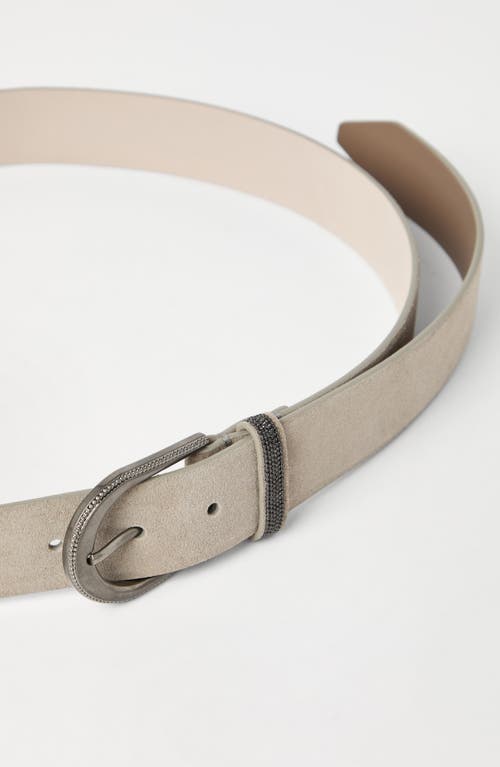 Brunello Cucinelli Suede Belt In Light Grey