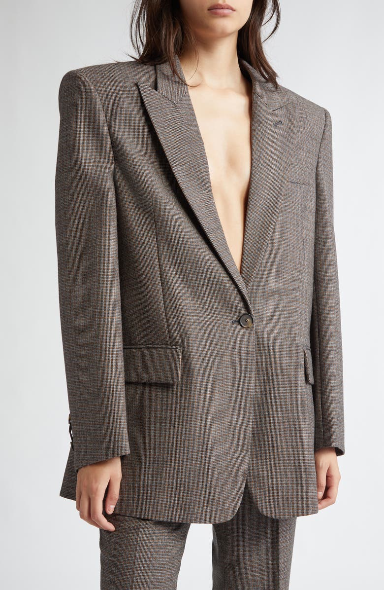 Stella McCartney Microhoundstooth Check Oversize Wool Blazer, Alternate, color,