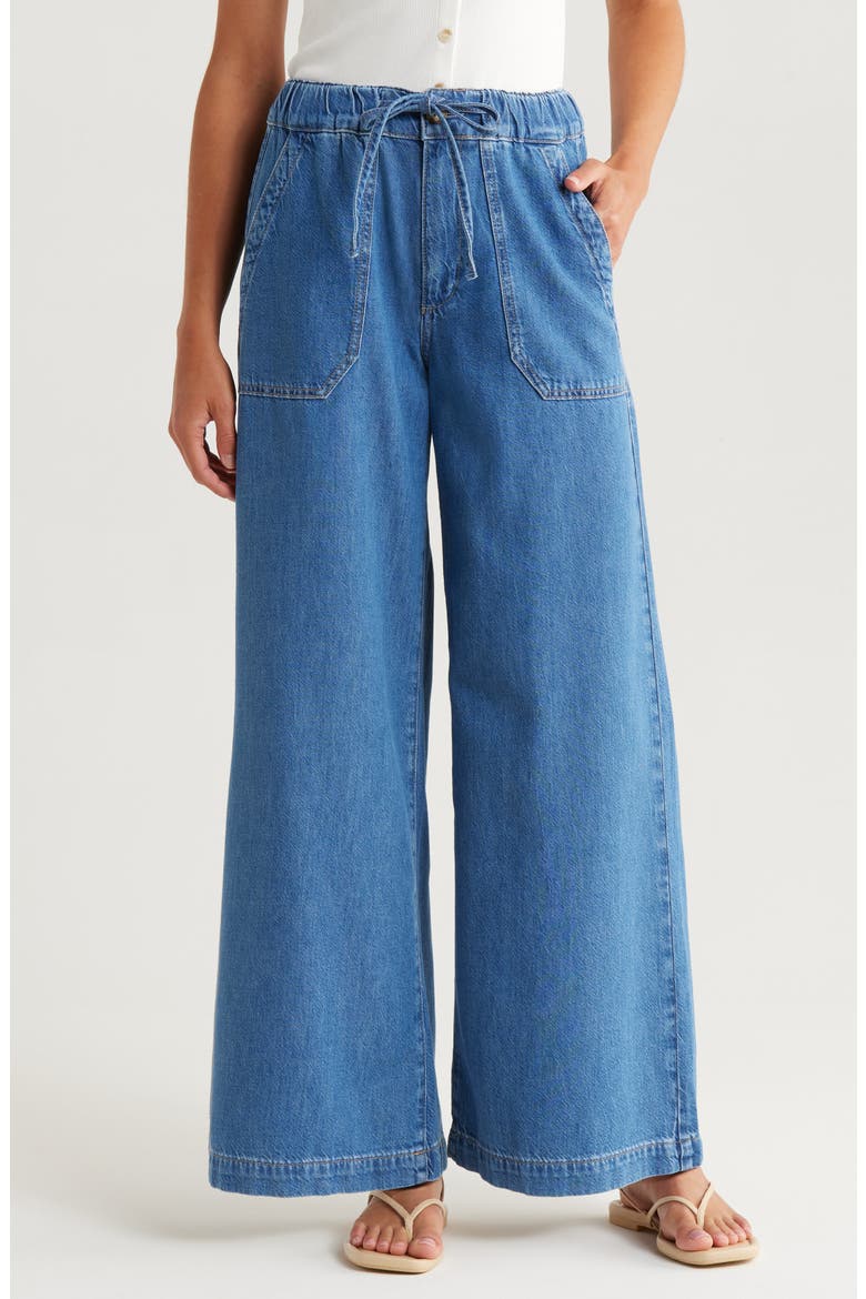 Rumi Wide Leg Drawstring Jeans, Main, color, NIMES