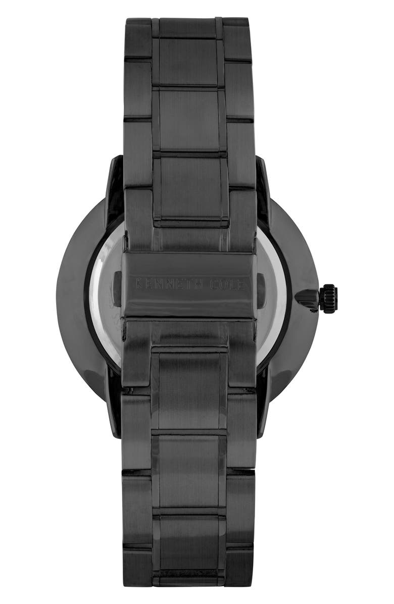 Kenneth Cole New York Diamond Dial Three Hand Quartz Bracelet Watch, 45mm, Alternate, color, Black