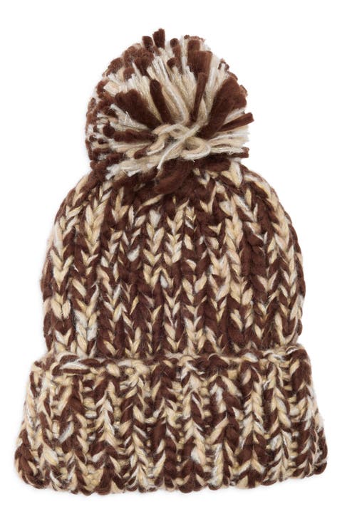 Chunky Metallic Pom Knit Beanie