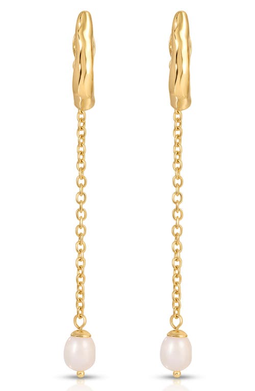 Ettika Lux Cultured Freshwater Pearl Linear Drop Earrings In 18k Gold Plated In Gold