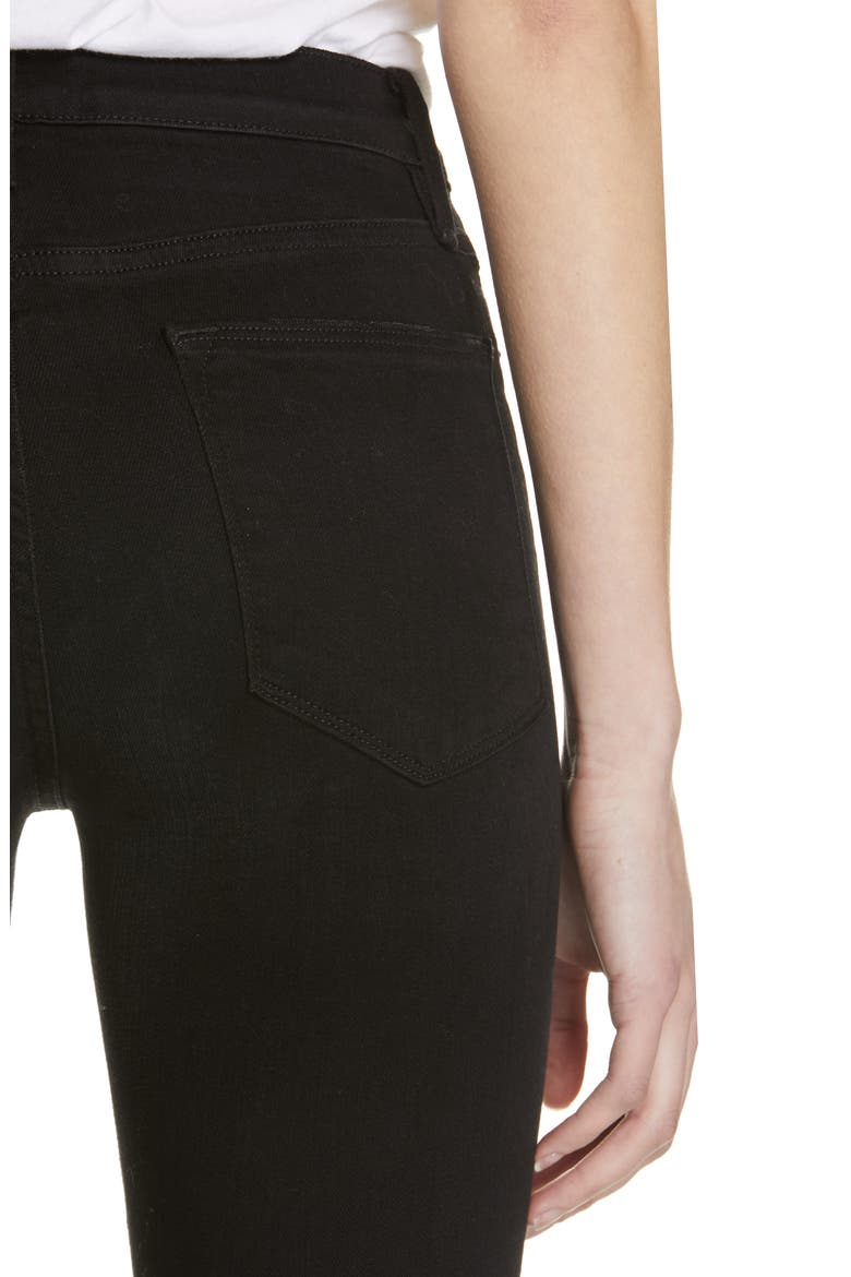Le High Shredded Curved Hem Skinny Jeans, Alternate, color, BLACKFISH