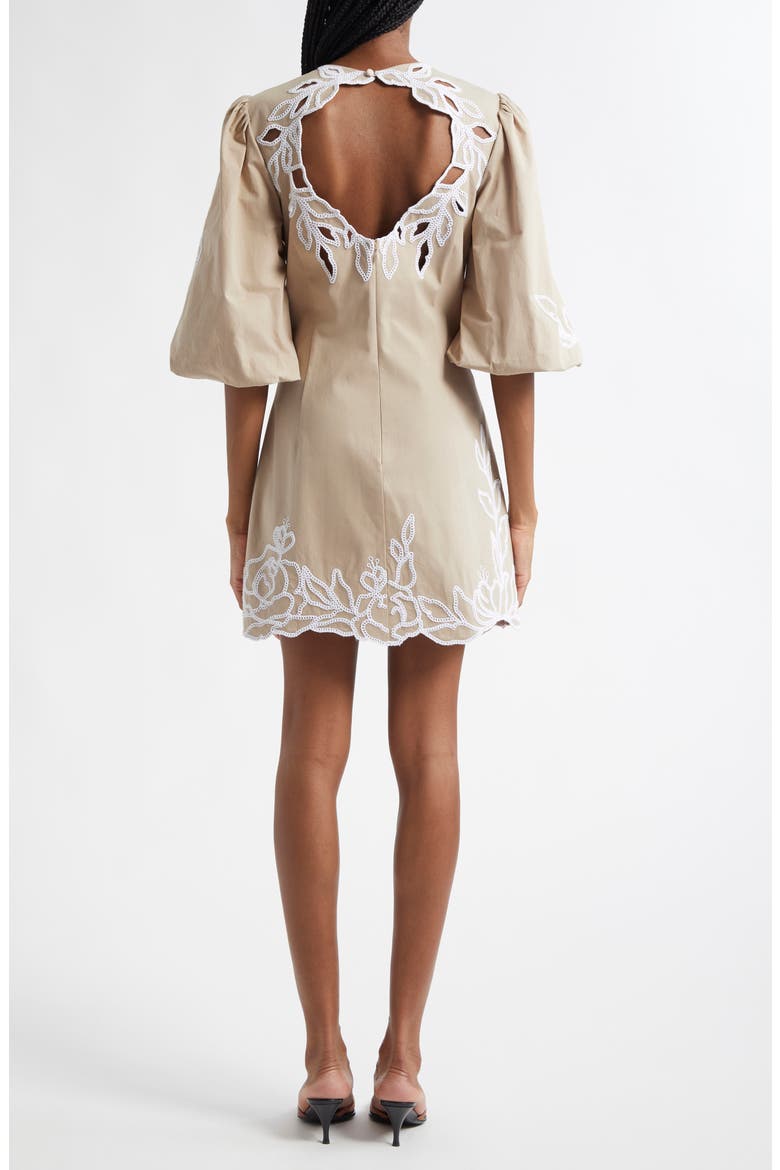 Trailing Peonies Aura Cotton Dress, Alternate, color, KHAKI/ WHITE