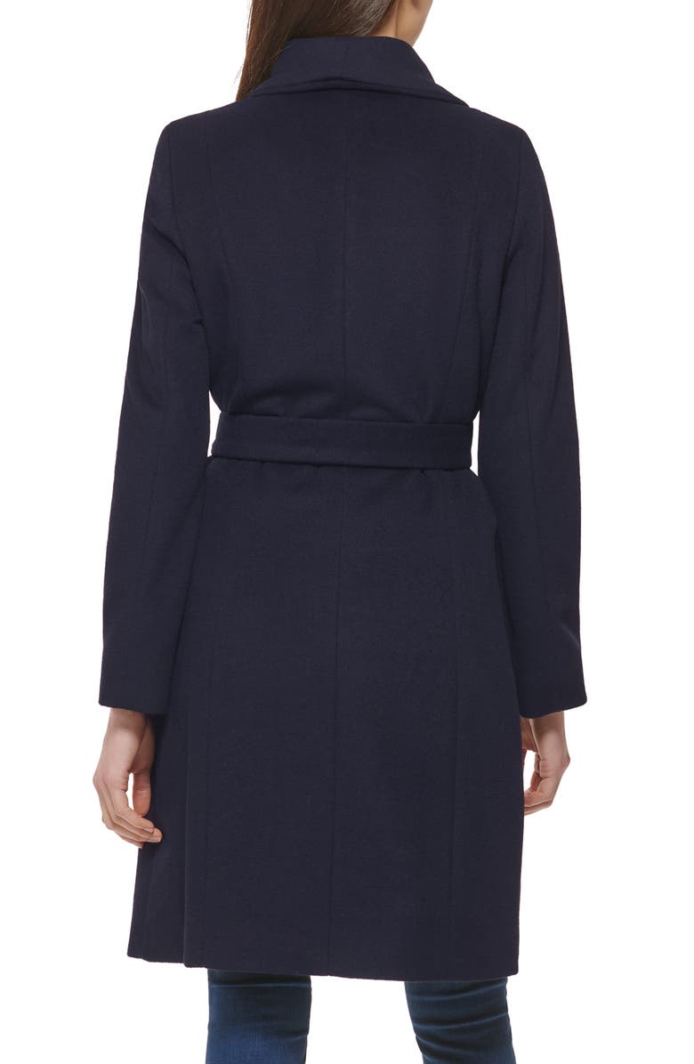 Slick Wool Blend Wrap Coat
