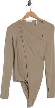 Helmut Lang Asymmetric Faux Wrap Long Sleeve Shirt