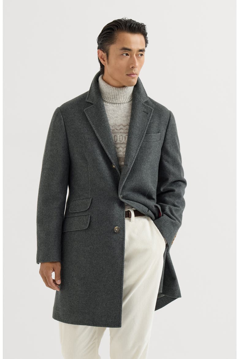 Lightweight water-resistant cashmere coat with double vents, Main, color, Lead