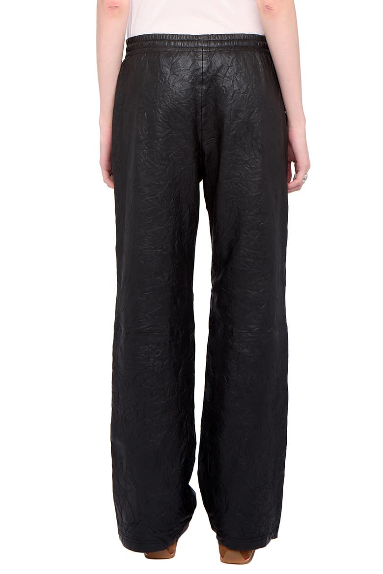 Pocha Crushed Leather Pants, Alternate, color, BLACK