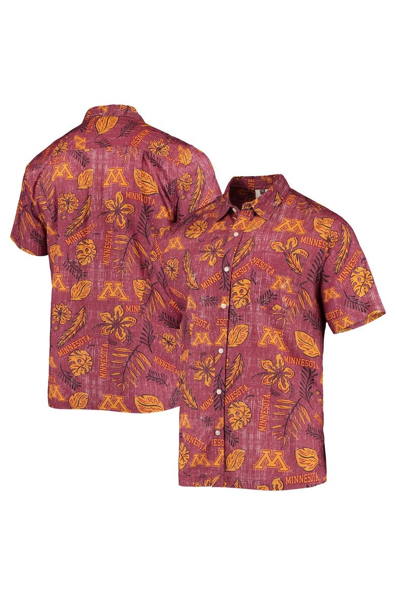 Men's Wes & Willy Maroon Minnesota Golden Gophers Vintage Floral Button-Up Shirt, Main, color, Maroon