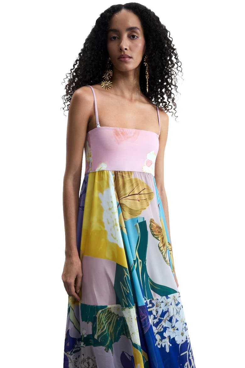 Mix Print Strapless Maxi Dress, Alternate, color, MULTI BLUE