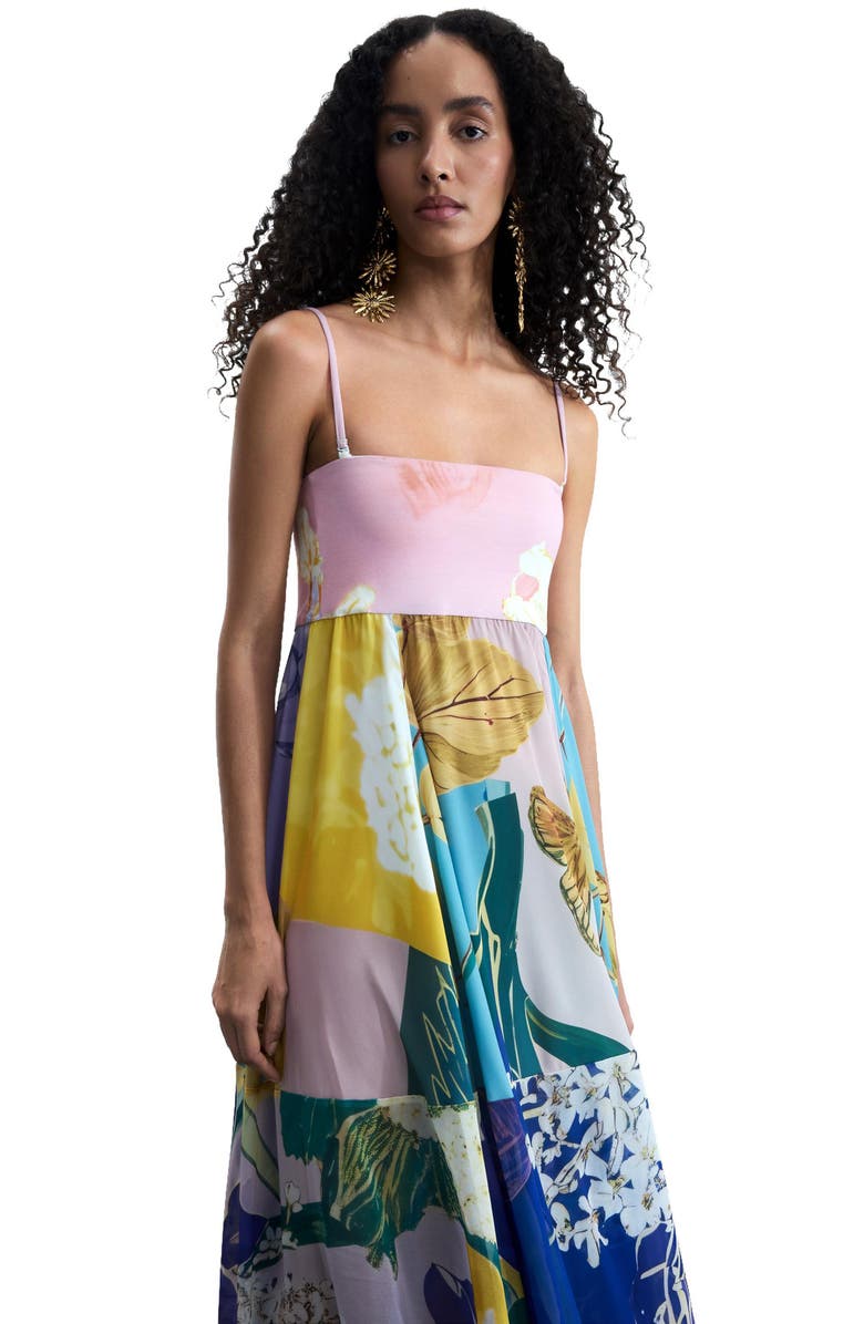 Desigual Mix Print Strapless Maxi Dress, Alternate, color, 