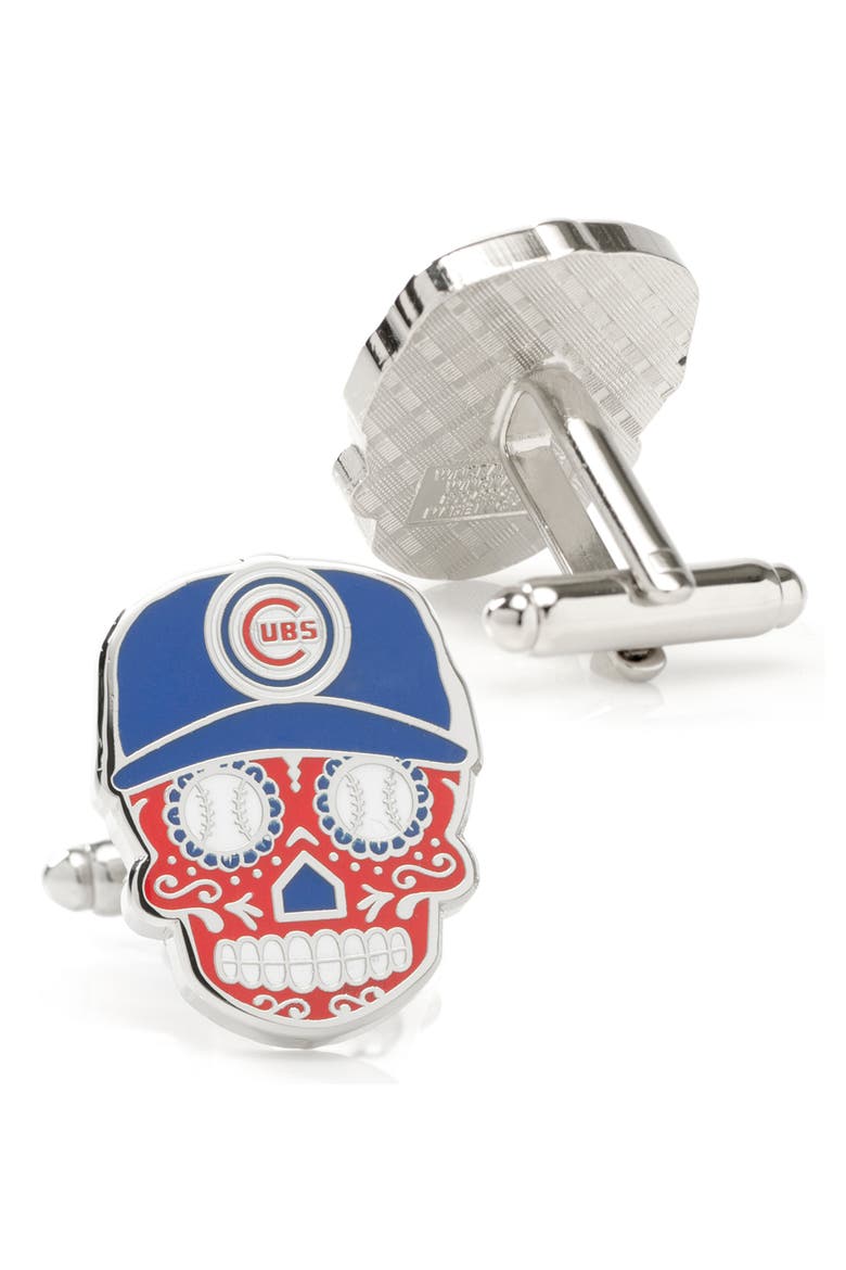 Chicago Cubs Sugar Skull Cuff Links, Alternate, color, RED