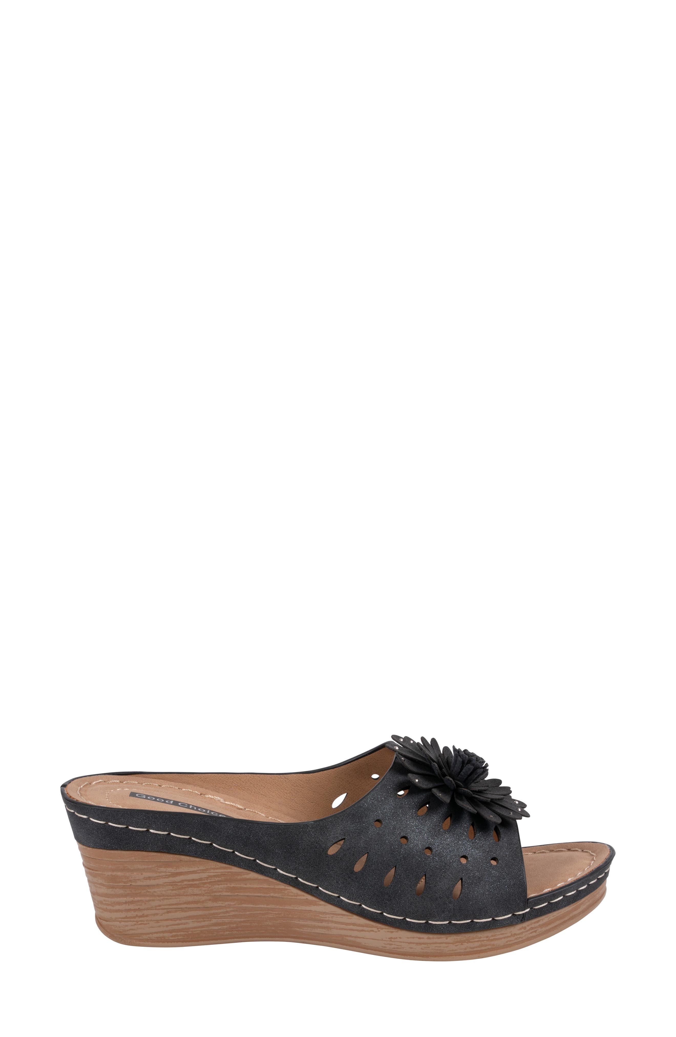 GOOD CHOICE NEW YORK Mayday Wedge Sandal, Alternate, color, Black