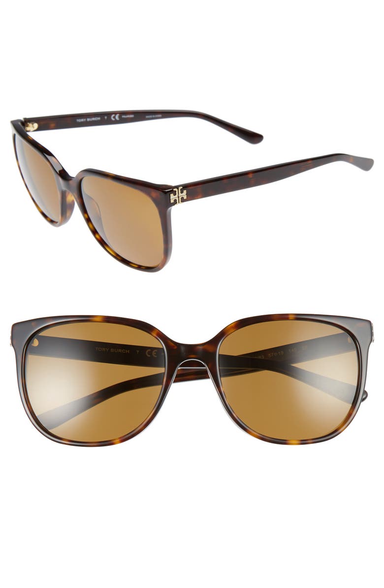 Tory Burch 57mm Polarized Sunglasses, Main, color, 