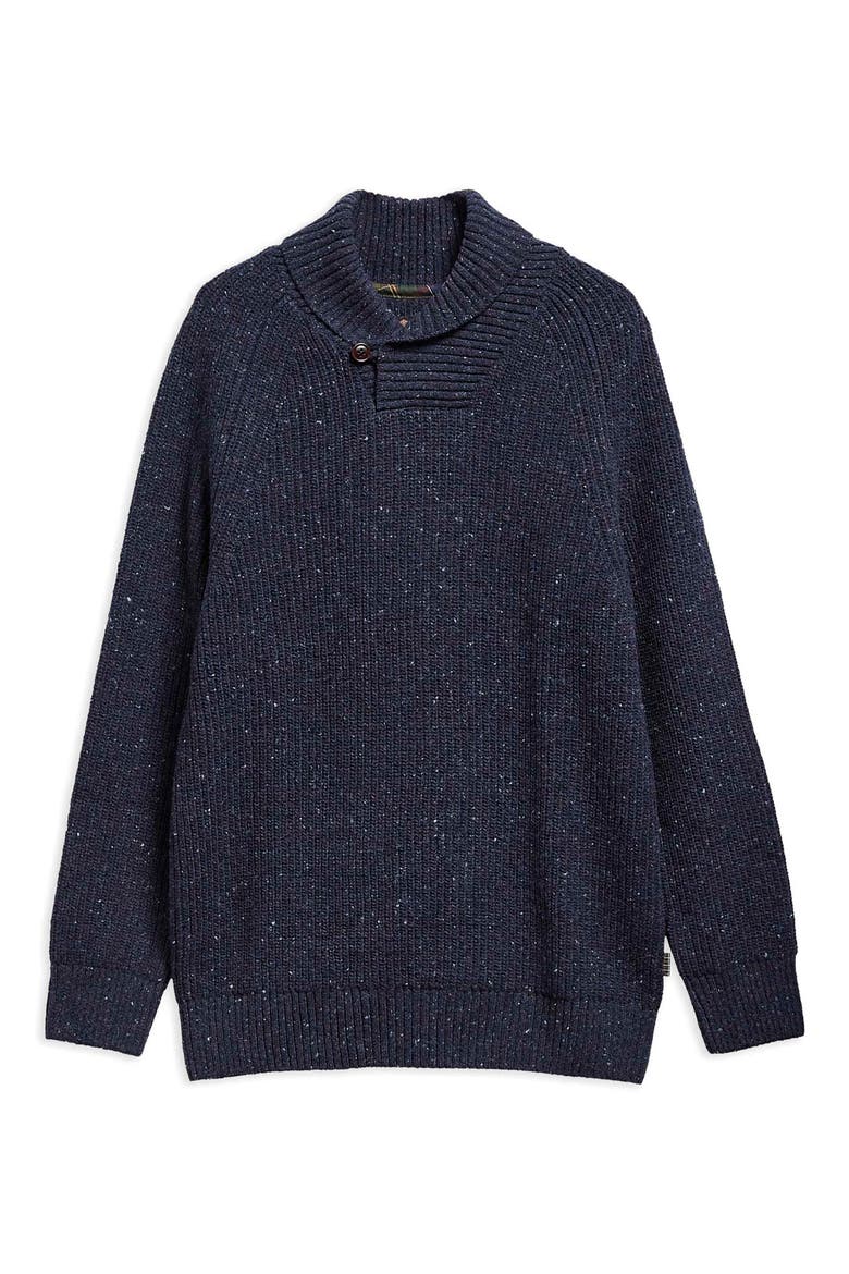 Essentials Fleck Shawl Collar Sweater, Alternate, color, NAVY