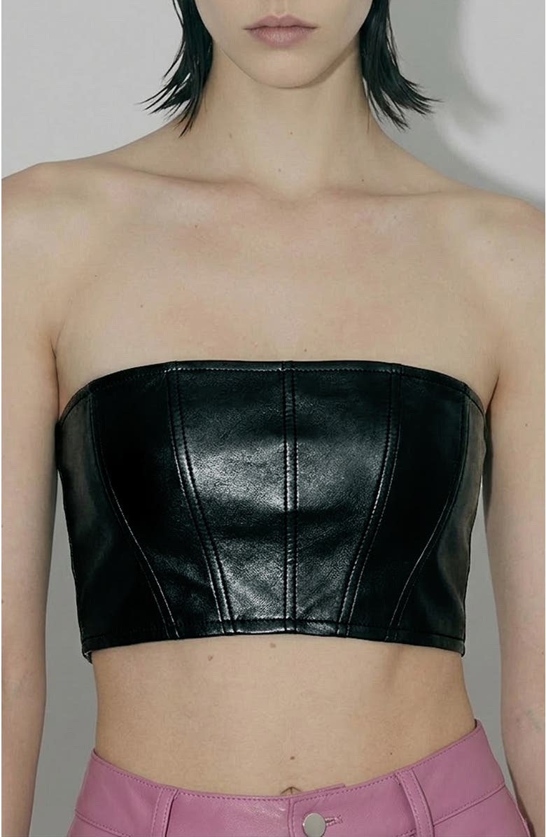 AS by DF Magra Recycled Leather Top, Alternate, color, Black