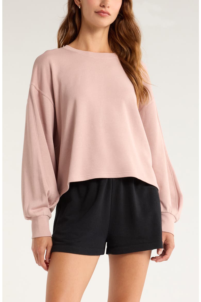 Go Easy French Terry Crewneck Sweatshirt, Main, color, PINK FAWN