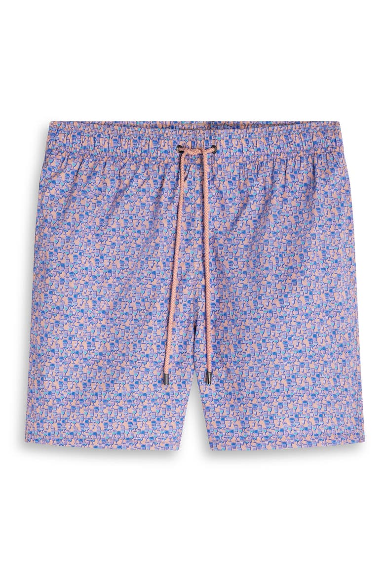 Kai Cocktail Print Swim Trunks, Alternate, color, PEACH