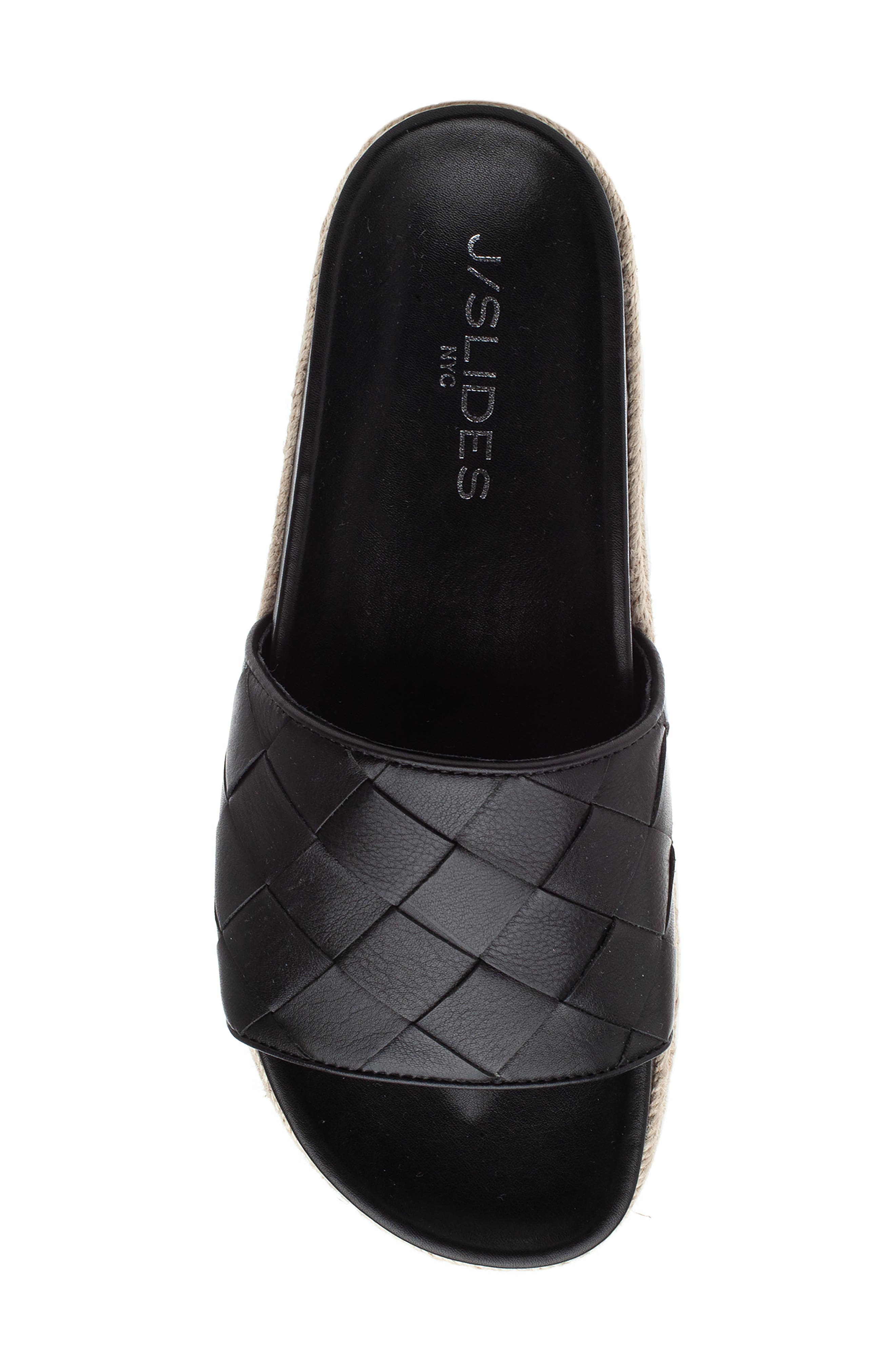 Slide Sandal, Alternate, color, BLACK LEATHER