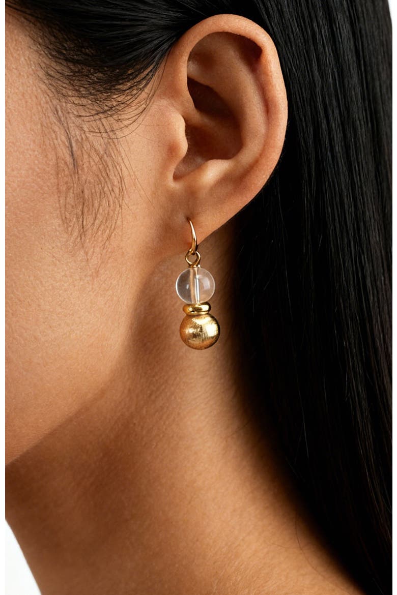 Eden Seed Dew Earrings, Alternate, color, Gold & Crystal Clear
