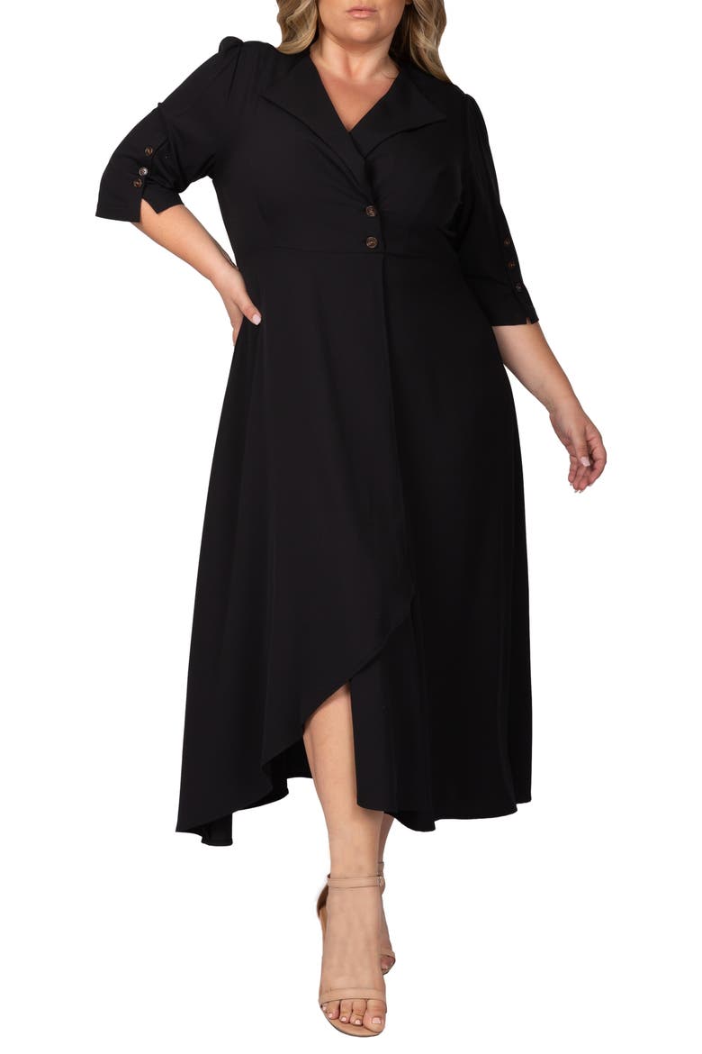Slit Sleeve Maxi Dress, Main, color, BLACK