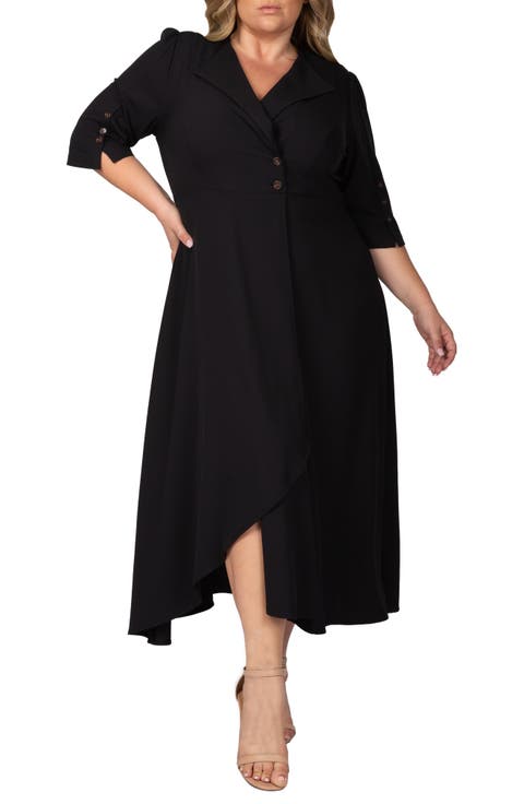 Slit Sleeve Maxi Dress (Plus Size)