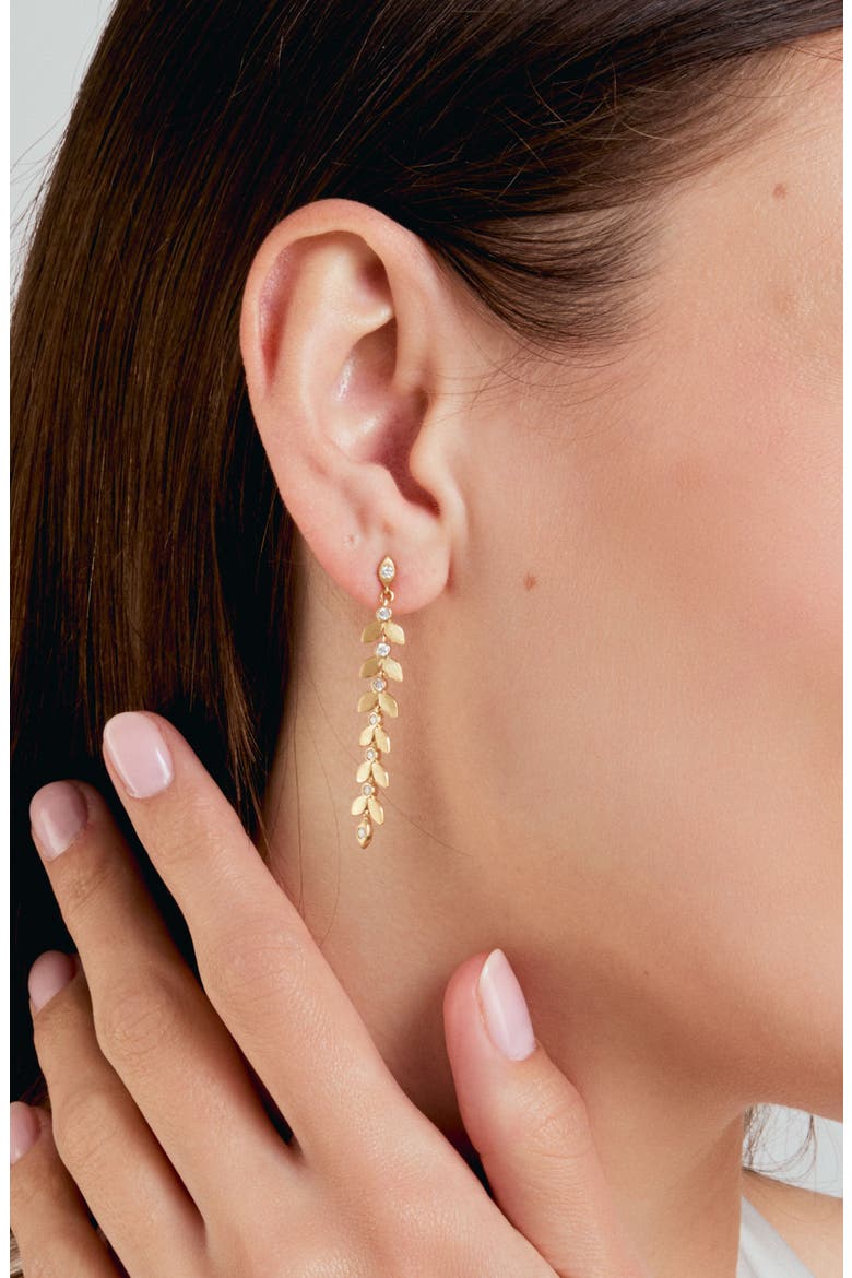Cerez Petal Drop Earings, Alternate, color, Satin Gold