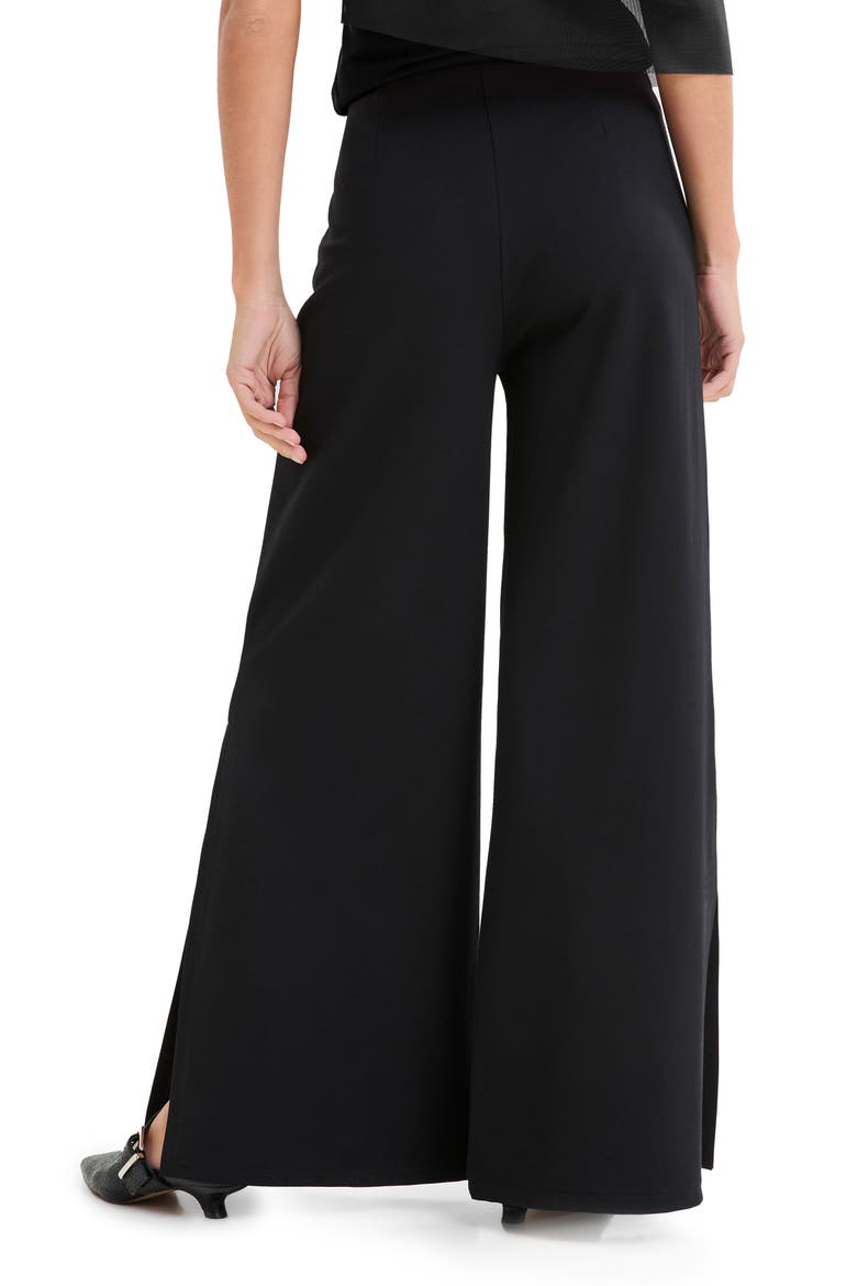 Lexington Side Slit Wide Leg Ponte Knit Pants, Alternate, color, BLACK