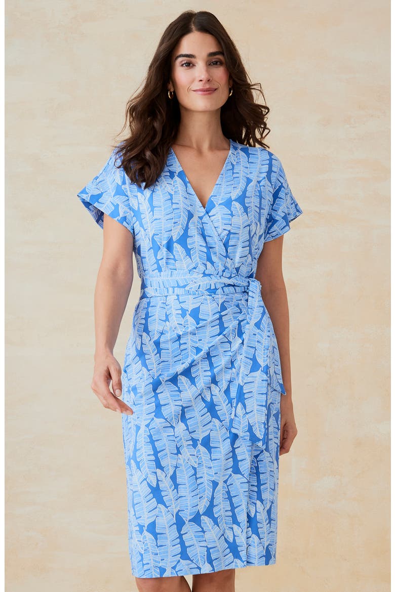 Soraya Wrap Dress, Alternate, color, BLUE/ OFF WHITE