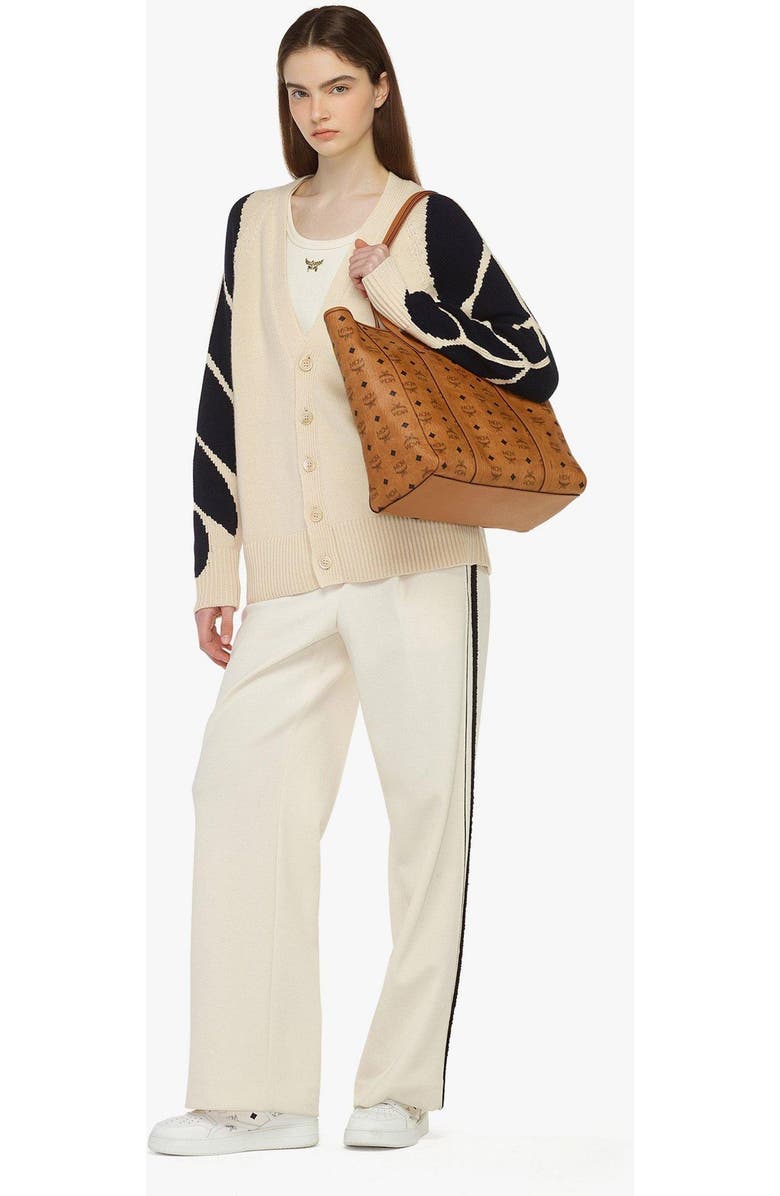 MCM Toni Top-Zip Shopper in Visetos, Alternate, color, Brown