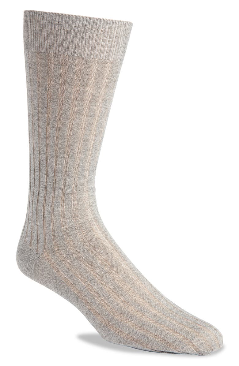 Canali Ribbed Cotton Dress Socks, Main, color, Grey