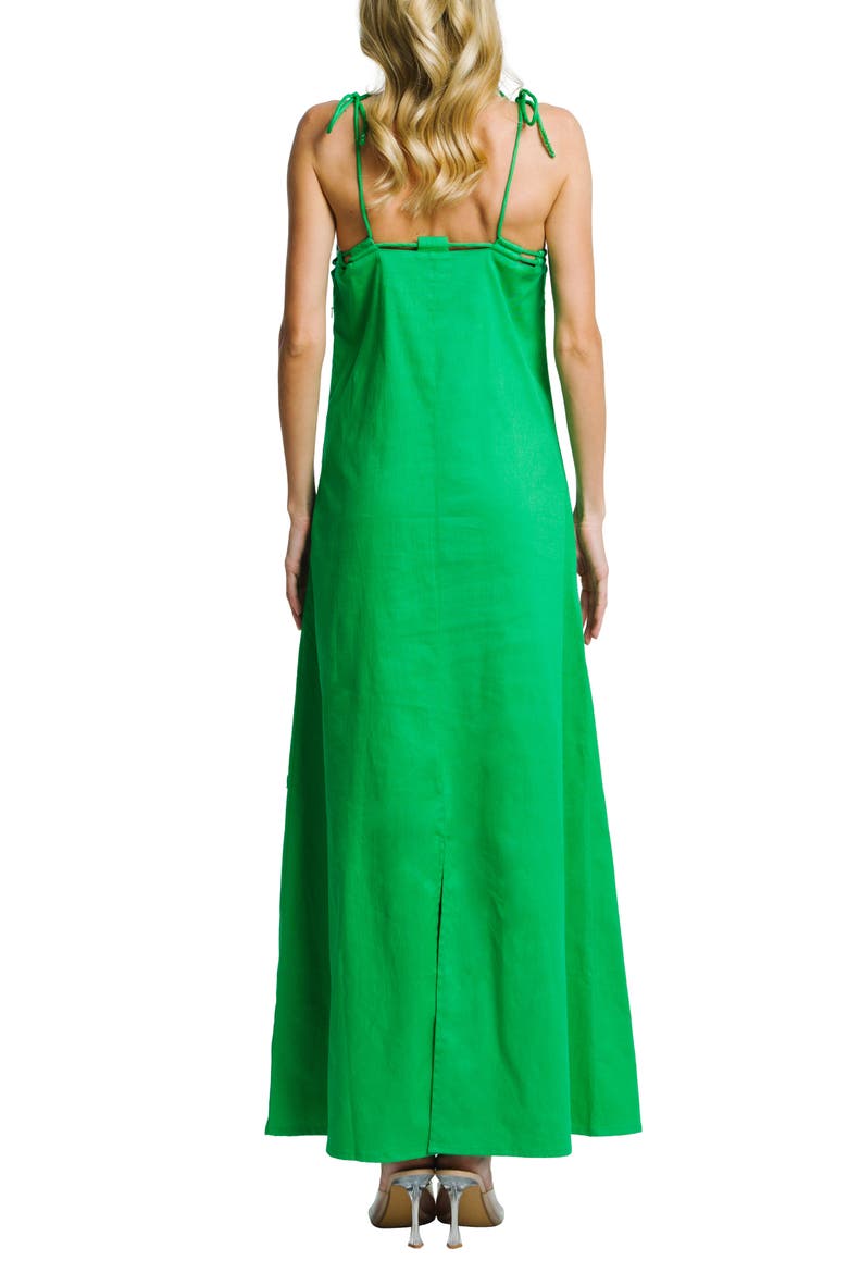 Hattie Beaded Stretch Cotton Blend Maxi Sundress, Alternate, color, GREEN