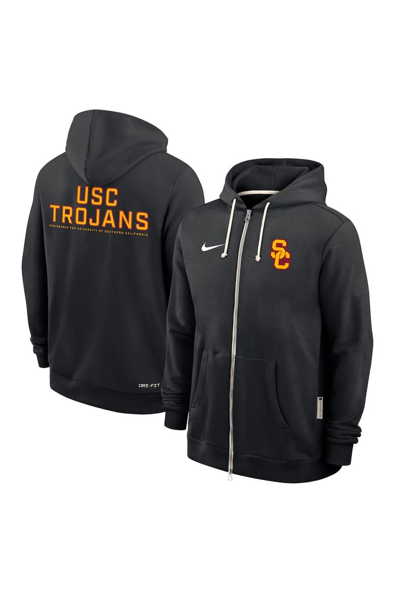 Men's Nike Black USC Trojans 2025 Sideline Standard Issue Dri-FIT Full-Zip Hoodie, Alternate, color, Black