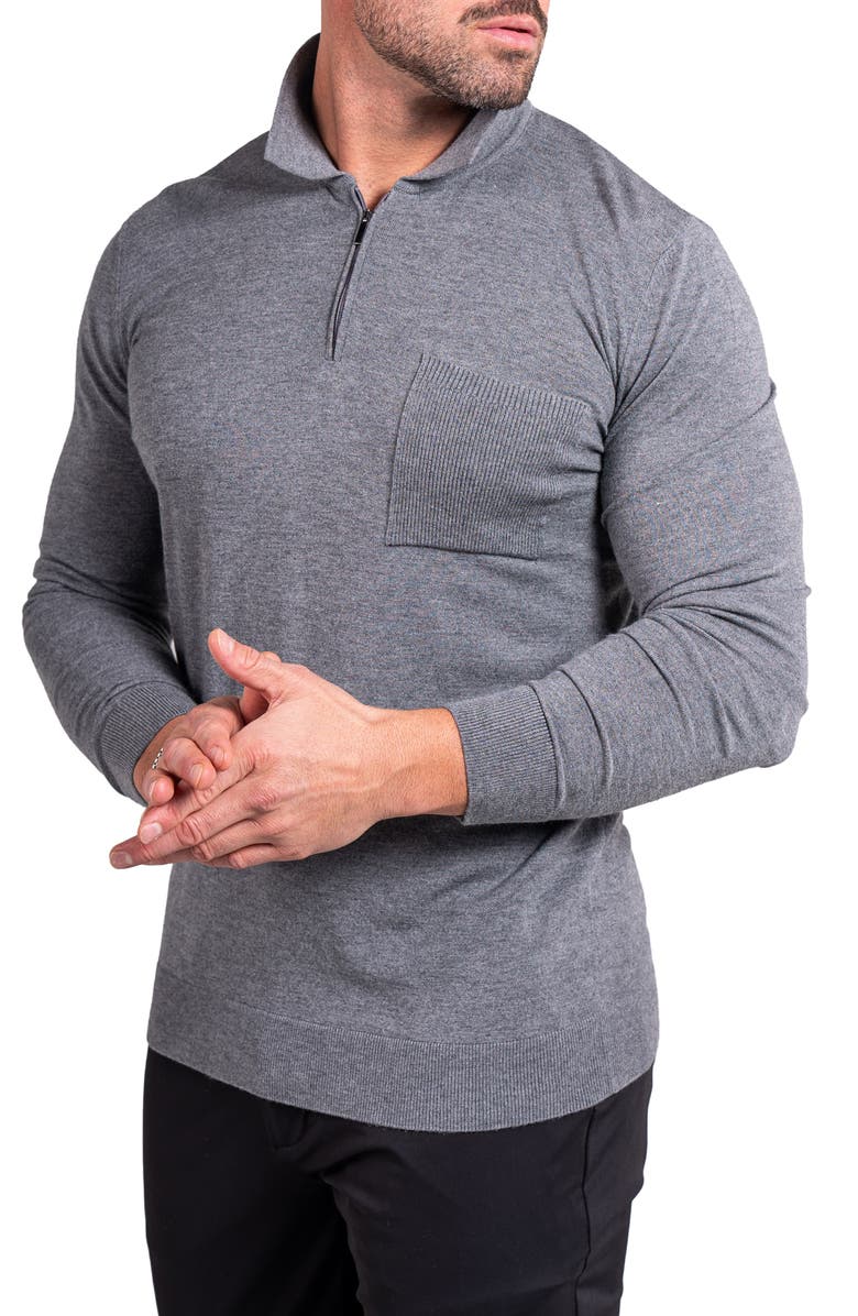 Maceoo Knitted Passion Quarter Zip Sweater, Alternate, color, Grey