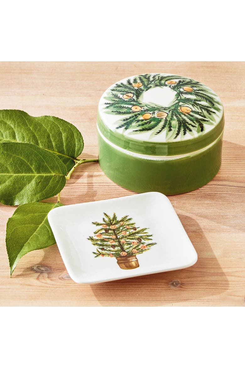 Citrus Grove Ceramic Trinket Dish - Green Decorative Tray, Alternate, color, Green