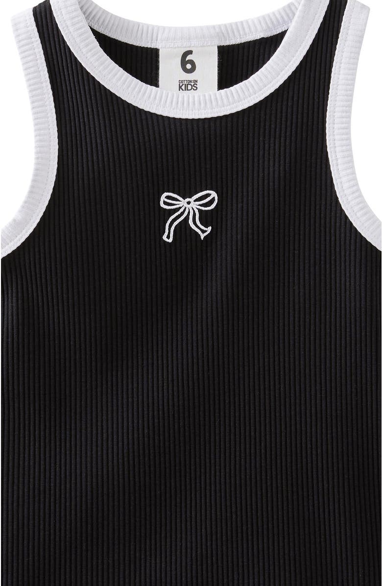 Cotton On Kids Kid's Fitted Essential Tank, Alternate, color, Black White Bow