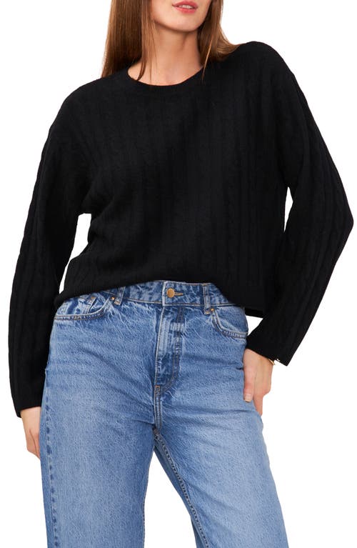 1.STATE Mixed Stitch Crewneck Sweater in Rich Black 