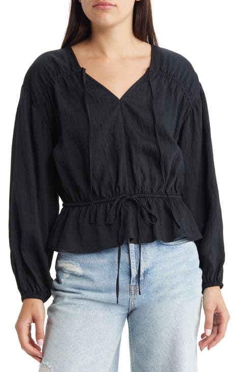 Abra Drawstring Waist Popover Blouse