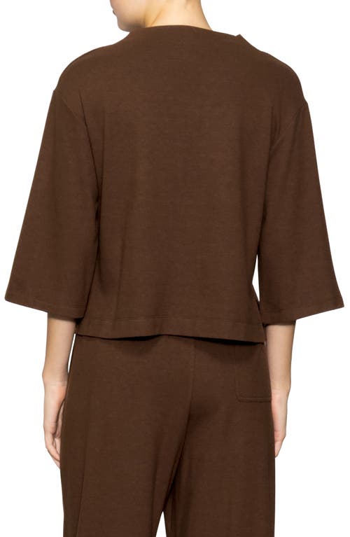 Melloday Brushed Knit Top In Brown