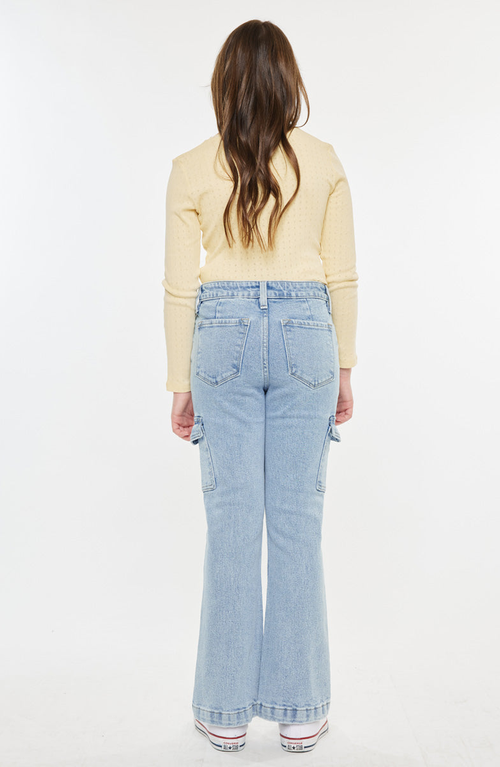 Kancan Gormani High Rise Cargo Flare Jeans In Multi