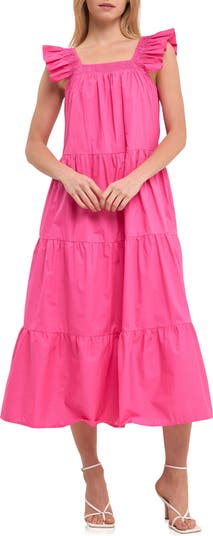 English Factory - Ruffle Detail Midi Dress White / S