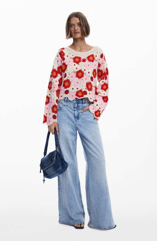 Desigual Crochet Cover-up Top In Multi