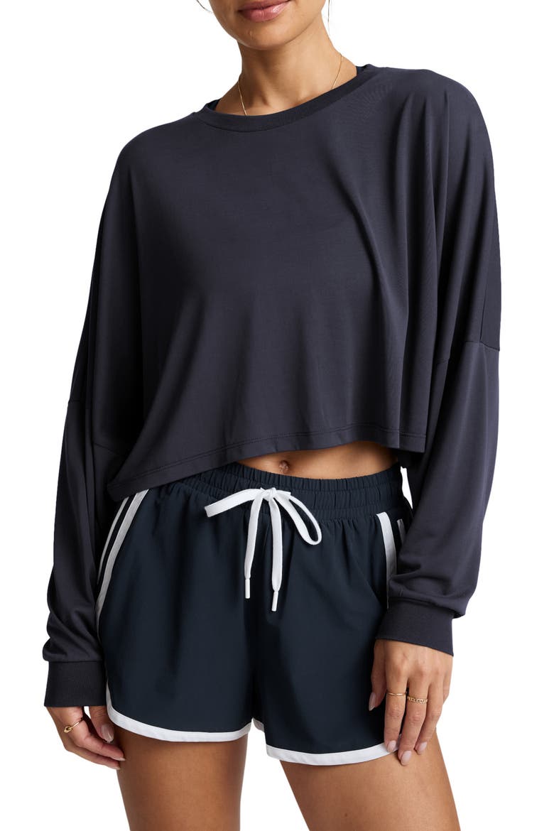 Studio Knit Long Sleeve T-Shirt, Main, color, NOCTURNAL NAVY