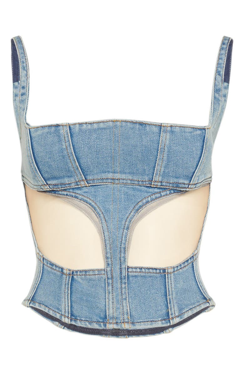 MUGLER Illusion Cutout Corset Top, Alternate, color, 