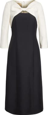 Valentino Bow Colorblock Crepe Couture Midi Dress